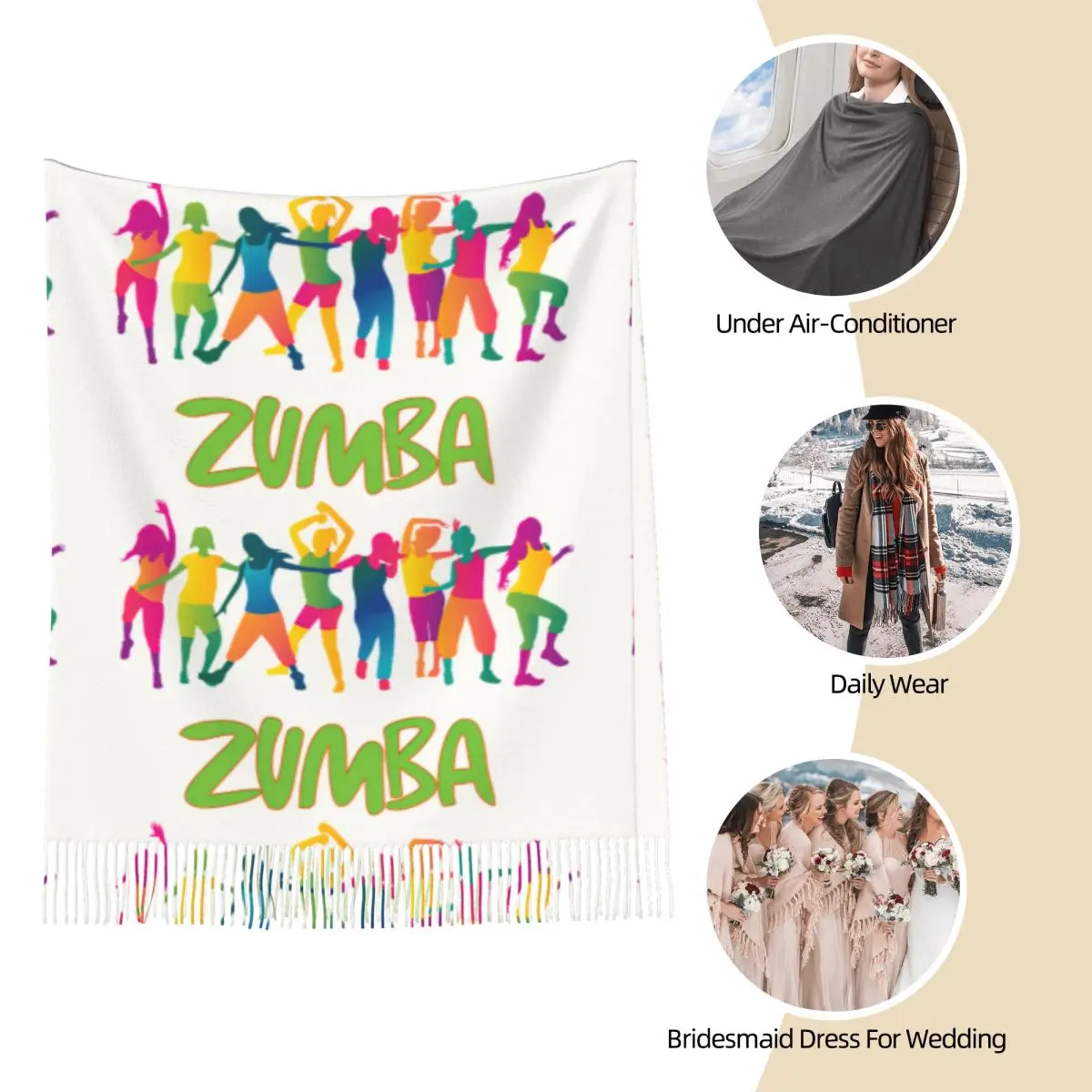 Женский шарф с кисточками Z-Zumbas большая зимняя теплая шаль и накидка для танцев