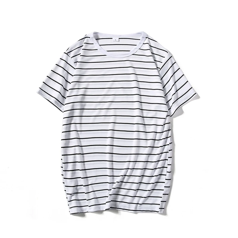 

6198 Harajuku Streep T-shirt Mannen Casual Korte Mouw T-shirt Streetwear Fashion Zwart Wit Tops Tees O Hals Hip Hop tshirt