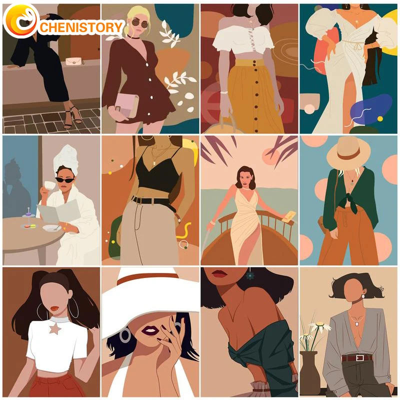 

CHENISTORY Figure DIY Painting By Numbers Kits With Frame For Adults HandPainted Wall Art Paint Unique Gift For Home Decor