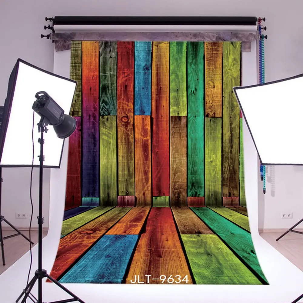 

Фоны для фотосъемки разноцветные краски ностальгия полосы деревянный пол Дети Малыши Дети Взрослые портреты фото фон