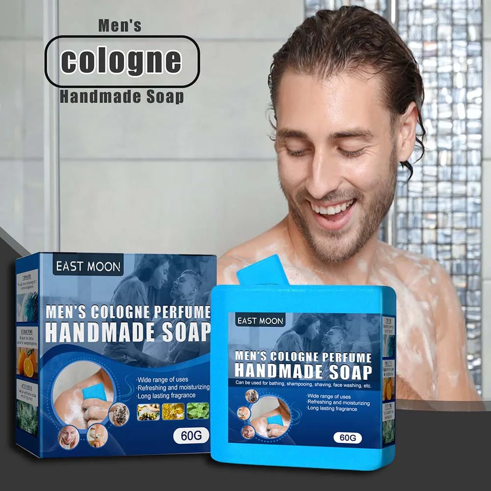 

Men's Cologne Fragrance Handmade Soap Refreshing Oil Control Acne Removal Blackheads Face Wash Bath Universal Soap
