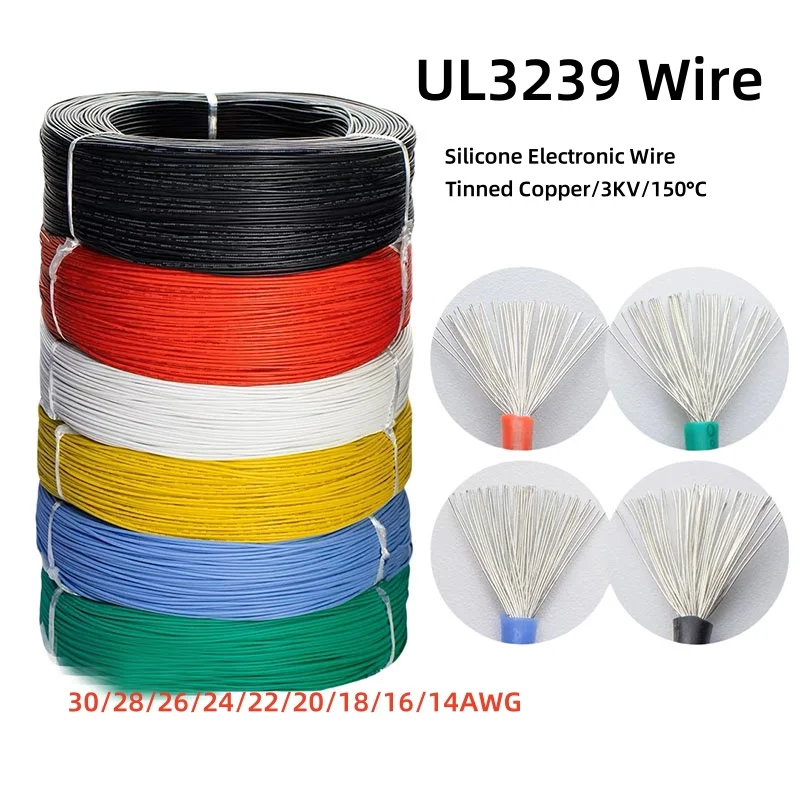 

Силиконовый провод луженая медь UL3239 2/5/10 м 8-30 AWG 3KV