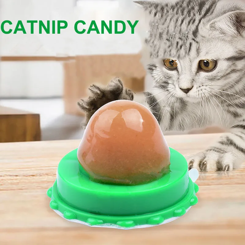 

Natural Cat Catnip Candy Snack Wall Stick-on Licking Toy for Kitten Increase Drinking Digestion Vitamin Energy Ball Sugar