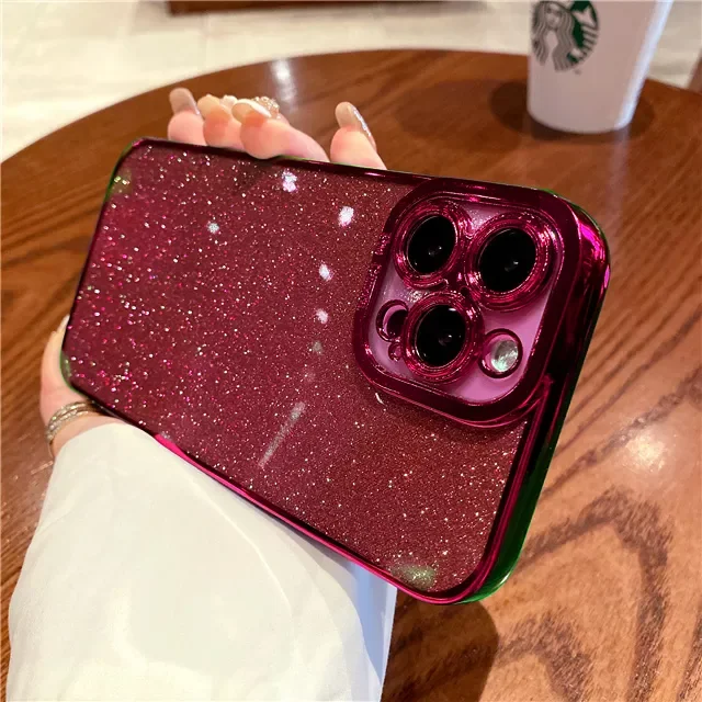 

New Fashion For iPhone 13 12 Mini 11 Pro Max X XR XS 7 8 Plus SE 2 Soft Sequins CoverSquare Plating Bling Glitter Silicone Cas