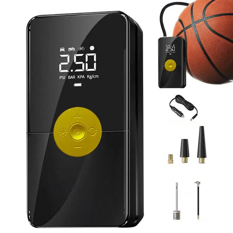 Portable Air Pump 150 PSI Bicycle Inflator Digital Display Rechargeable Tire Pump With Led Light Car Tyres Car Accessories For