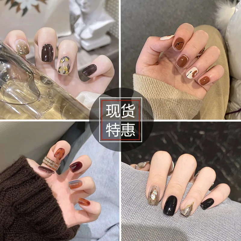 

Free Shiping 24pcs Press on Full Cover Multiple Style Paznokie Unhas Easy Wear Reusable Gelish For Daily 2023 New Year Douyin