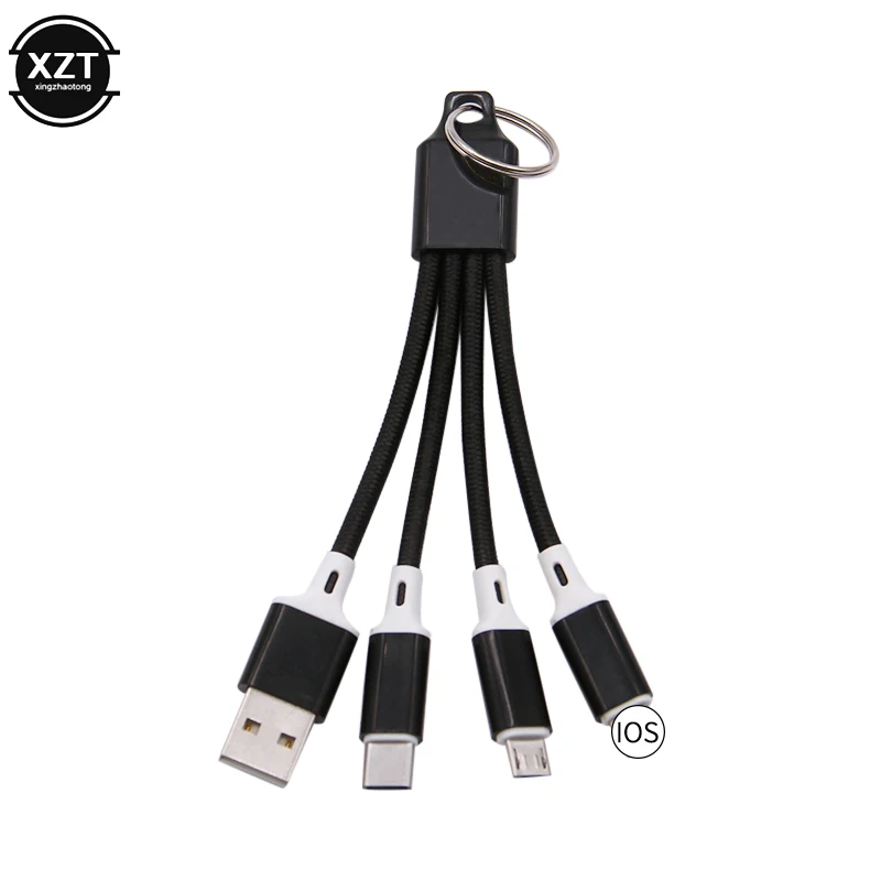 Брелок 3 в 1 USB Type C кабель для iPhone 13 12 11 XS X XR зарядного устройства 2 Micro шнур Xiaomi Redmi -
