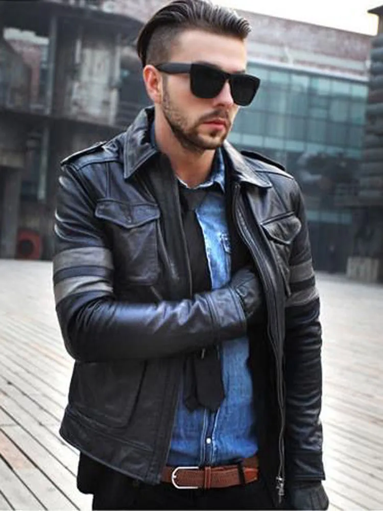 Мужская демисезонная куртка из натуральной воловьей кожи большие размеры 4XL XXXXL