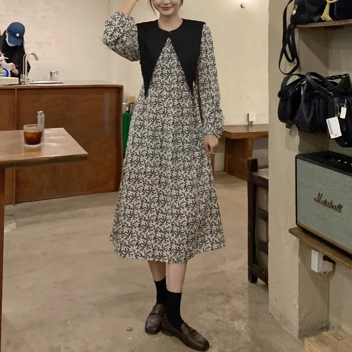 Плюс размер утягивающее платье во французском стиле для женщин осеннее новое