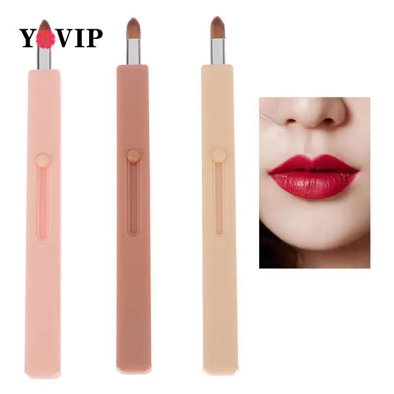 

Portable Lip Brush Lipstick Brush With Protect Cap Retractable Cover Mini Single Head Smudge Concealer Brush Cosmetic Tools