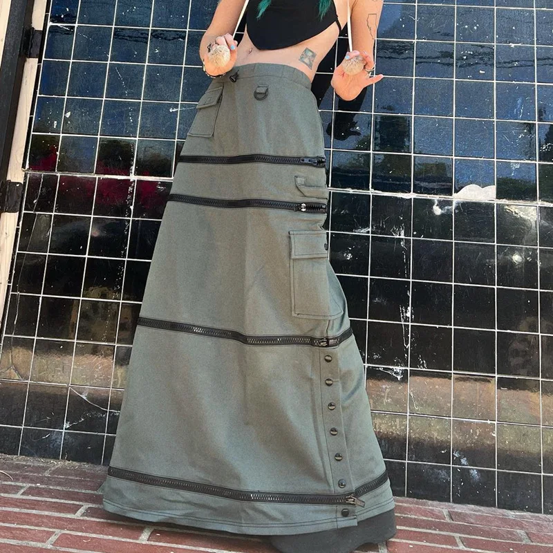 

Юбка Gaono в стиле преппи Y2K Mall, Готическая трапециевидная юбка, винтажная Съемная юбка на молнии, уличная одежда в стиле ретро Харадзюку, одежда для девушек