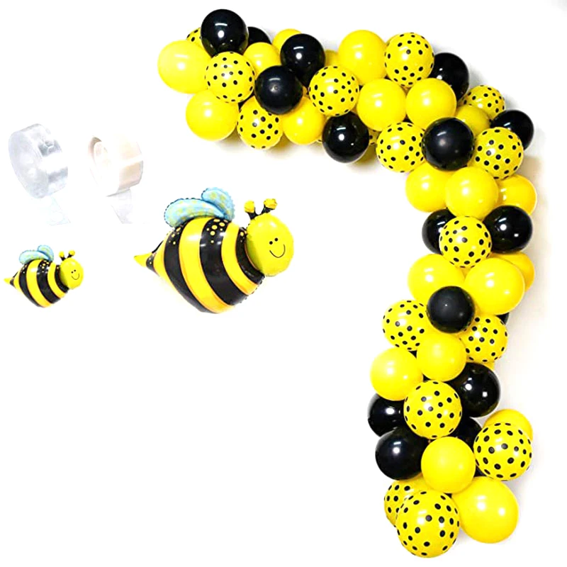 

Желтые воздушные шары, желтые, зеленые, черные воздушные шары и воздушные шары из пчелиной фольги, украшения для пчелвечерние