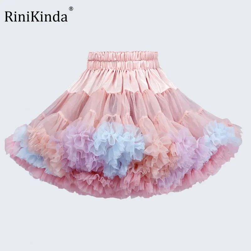 

RiniKinda Baby Girls Tutu Skirt Fluffy Children Ballet Kids Pettiskirt Baby Girl Skirts Princess Tulle Party Dance Skirts
