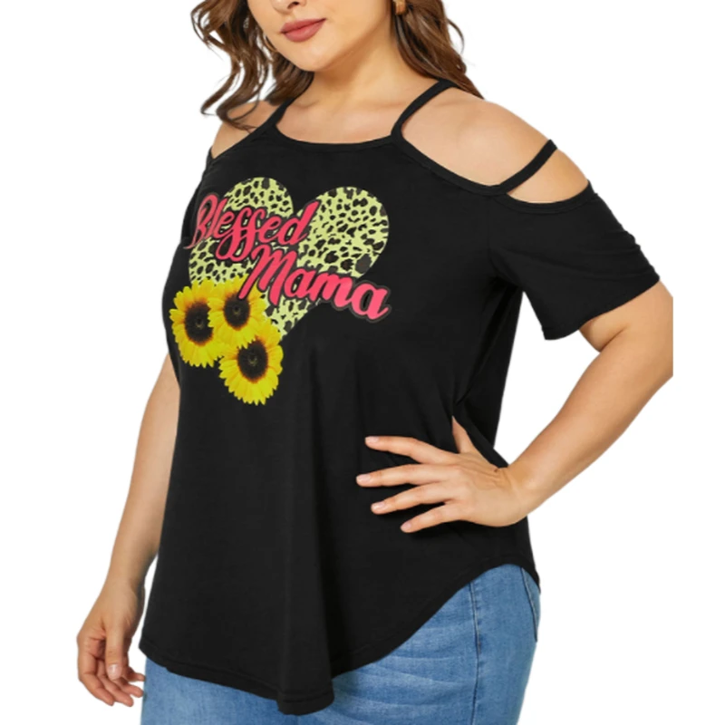 Women Summer 2022 Plus Size 4Xl T Shirt Casual Short Sleeve Tops Tees Sexy Cut Hollow Out T-Shirt Loose Female Ropa De Mujer