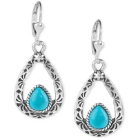 2022 boho tirbal silver pear blue stones earrings for women jewelry trendy water drop blue stone luxury dangle hook earrings