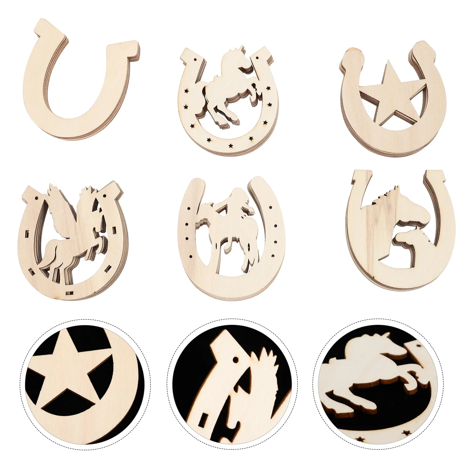 

Wood Horseshoe Wooden Unfinished Diy Slices Cutouts Graffiti Craft Pieces Blank Chips Chip Supplies Horseshaped Cutout Decor