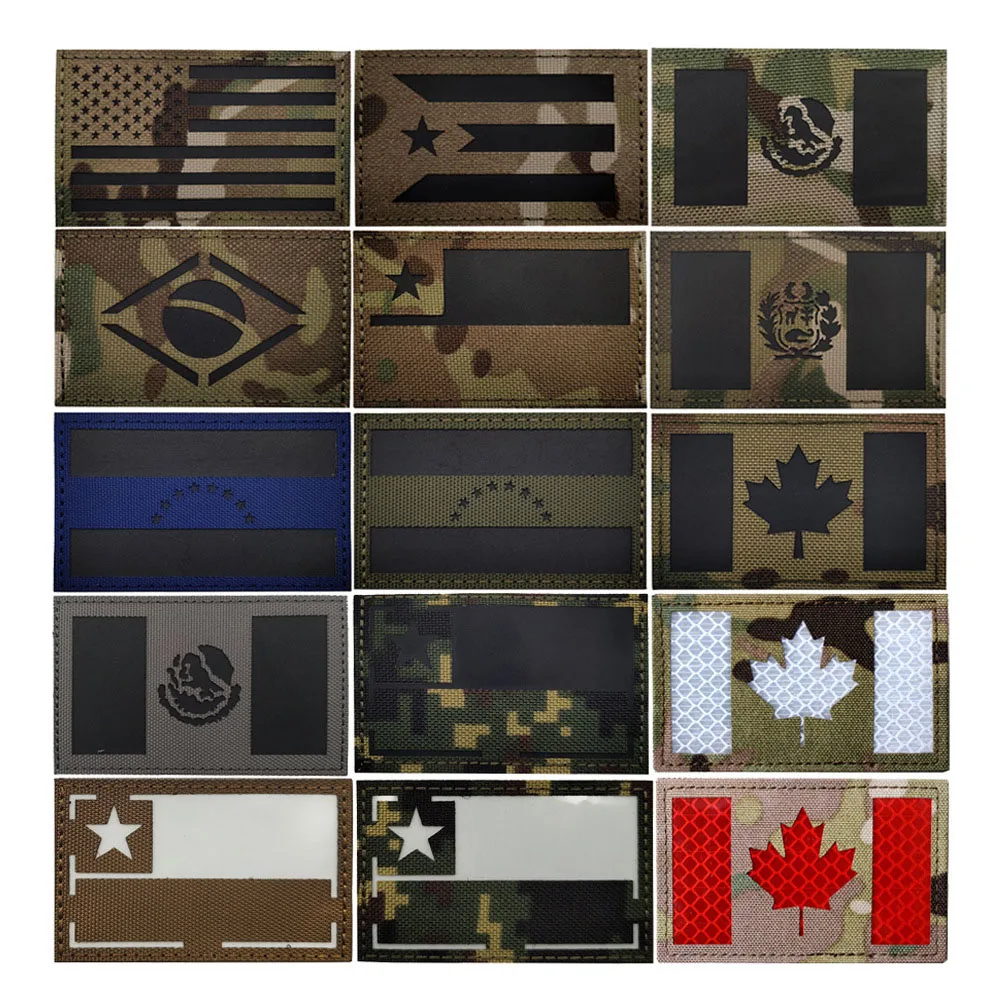 

United States Mexico Canada Peru Chile Venezuela Brazil IR Infrared Reflective Flag Patch Multicam Patches on Clothes