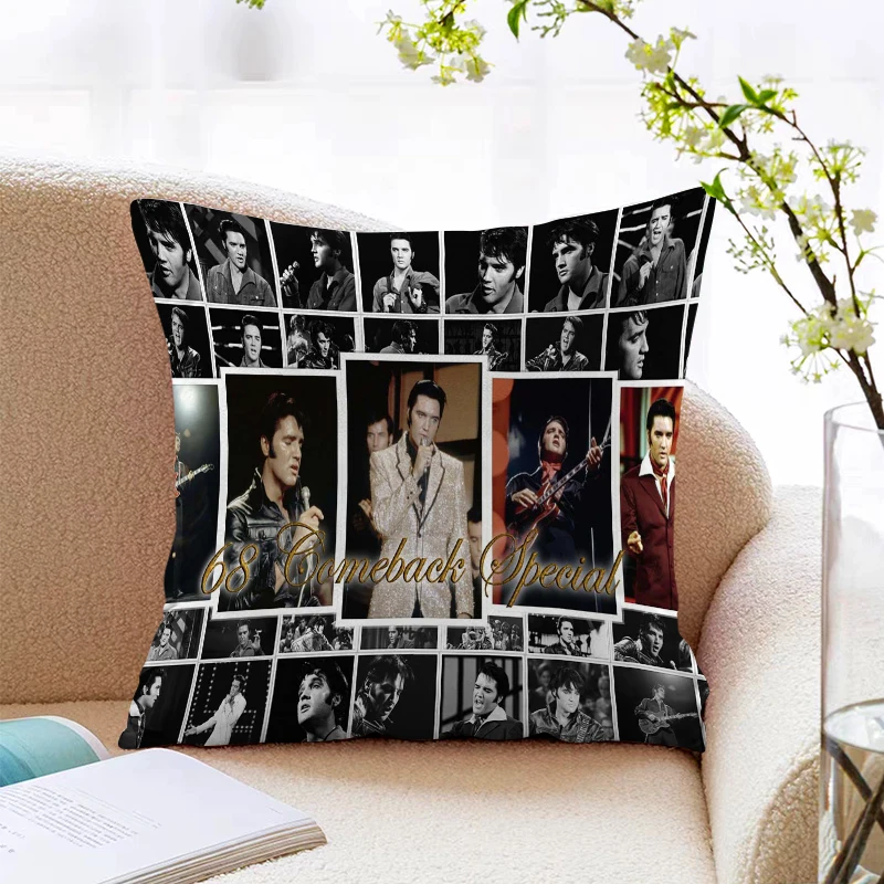 

E-Elvis Anime Pillow Cover Pillowcases for Pillows Silk Pillowcase Sofa Cushions Decorative Cushion Covers Fall Decor 45x45 Body