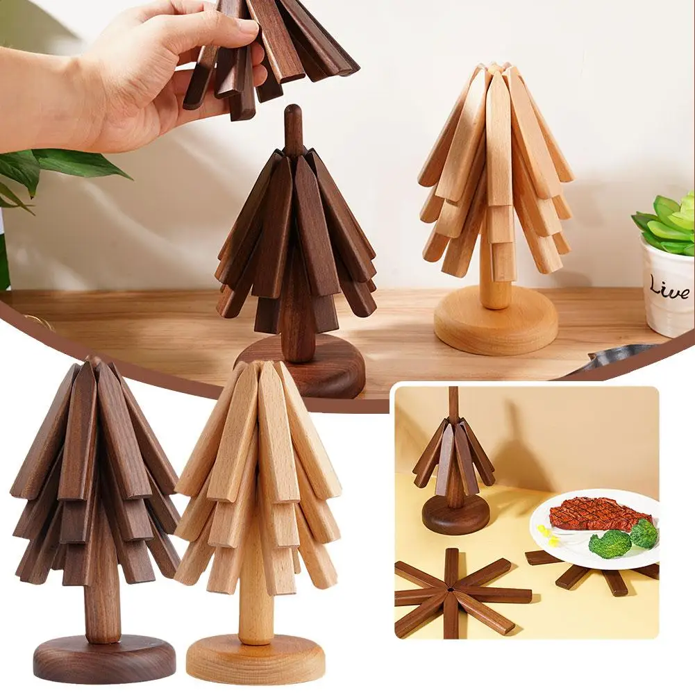 

Black Walnut Insulating Mat Dining Table A Tree Anti-Scald Insulating Mat Set Creative Cutlery Mat Kitchen Decorations Ornaments