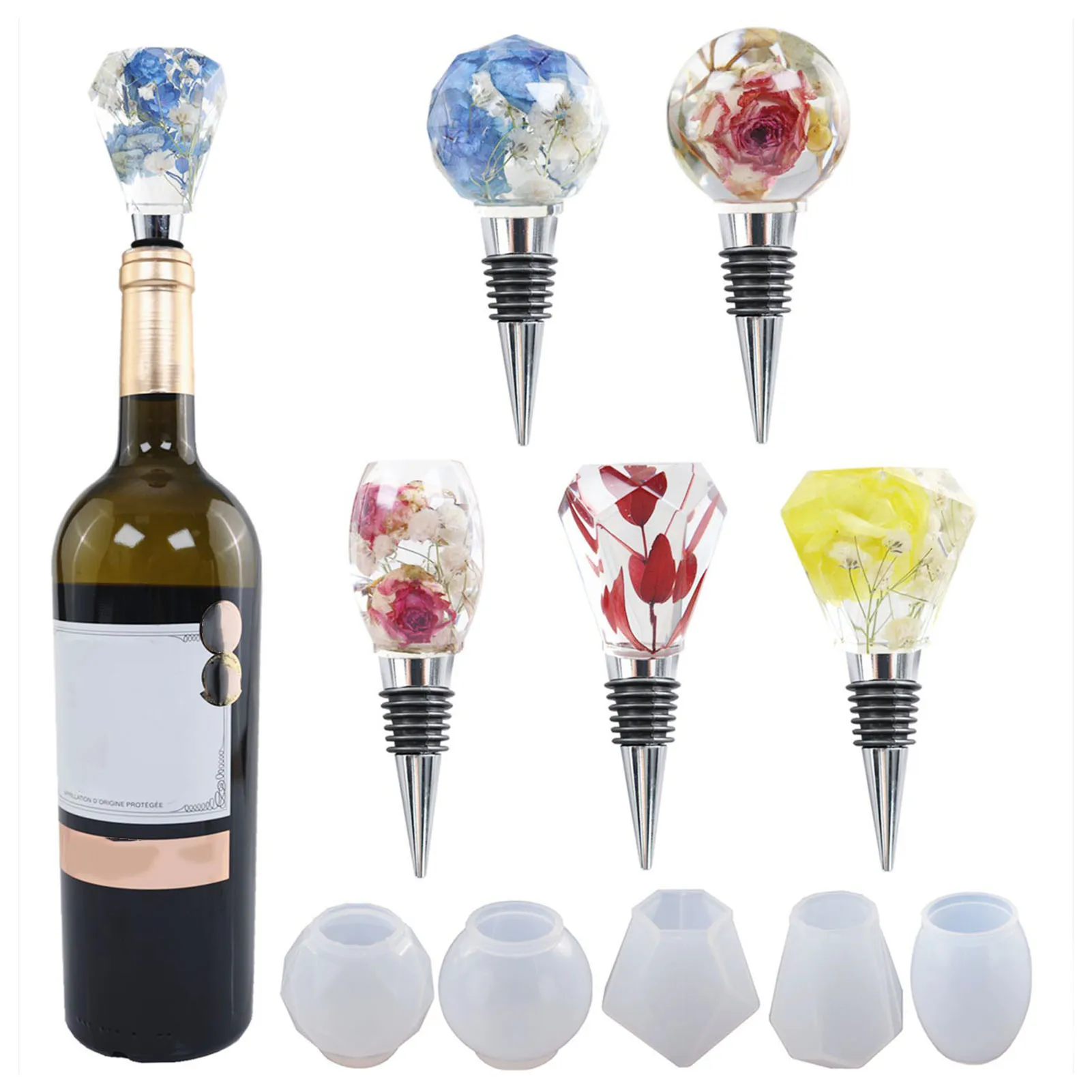 

Newest Wine Bottle Stopper Silicone Stencils DIY Geometric Spherical Bottle Stopper Reusable for Home DIY Crafts Making Stencil