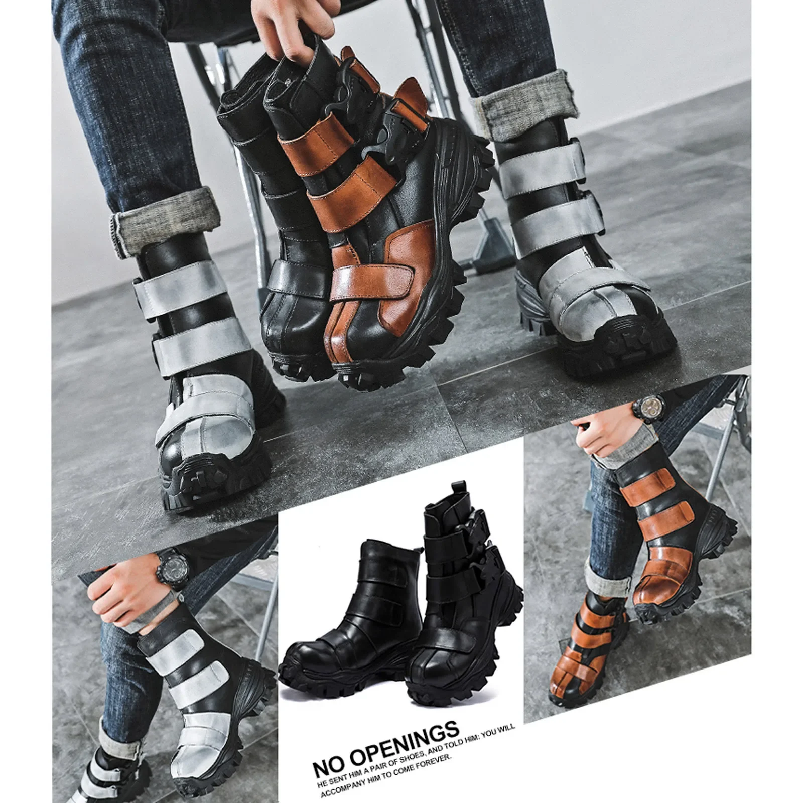 Мужские ботинки мужские мотоциклетные Harley высокие кожаные на платформе обувь