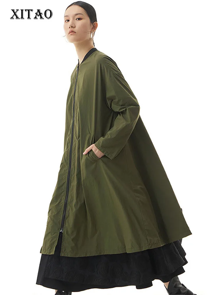 

XITAO сплит куртка модная богиня Вентилятор Повседневный стиль сплит сплошной цвет миноритарное 2022 весеннее элегантное пальто WMD4743