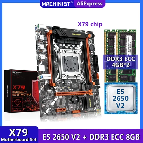 MACHINIST X79 комплект материнской платы LGA 2011 комплект с процессором Xeon E5 2650 V2 8 ГБ = 4 Гб * 2 DDR3 ECC Память ОЗУ NVME M.2
