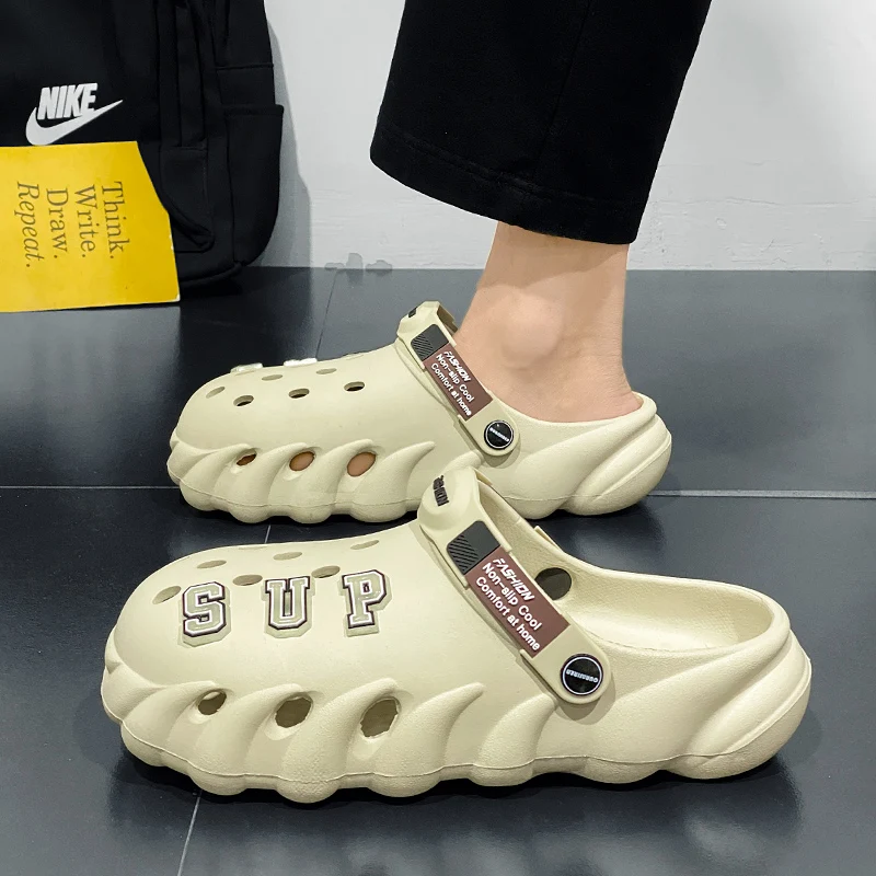 Мужские Нескользящие пляжные шлепанцы износостойкие дышащие сандалии из ЭВА на