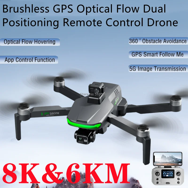 

Professional Aerial 6KM 8K HD Brushless 5G WIFI FPV RC Drone 360° Obstacle Avoidance GPS Smart Return Remote Control Quadcopter