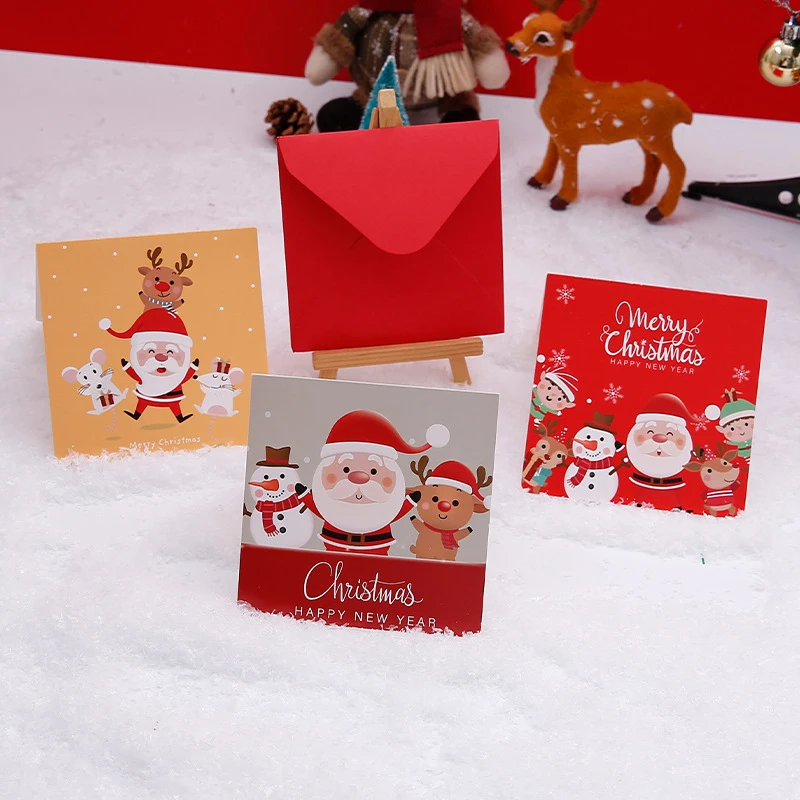 

Изысканные поздравительные открытки с Санта-Клаусом на Рождество, подарок на канун Рождества с конвертом, благословение, сообщение, подаро...