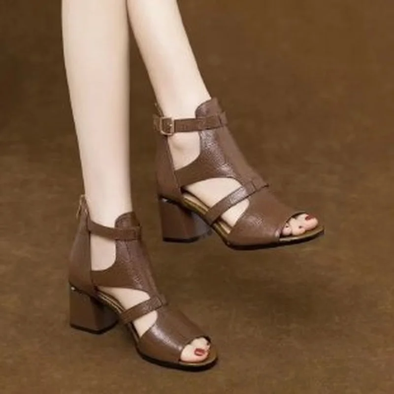 

Sandals Women 2022 Summer Thick Heel Sandals Women's Fashion Fish Mouth Women Shoes High-heeled Sandals Women's Tide