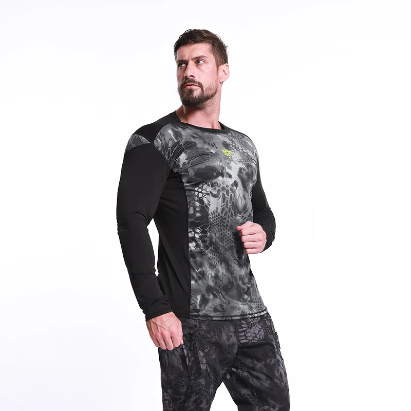 

Autumn Man Camouflage Tactical Combat Shirts Outdooor Cycling Tops Hunting Jersey 3D Compressed Breathable T-Shirts Long Sleeve
