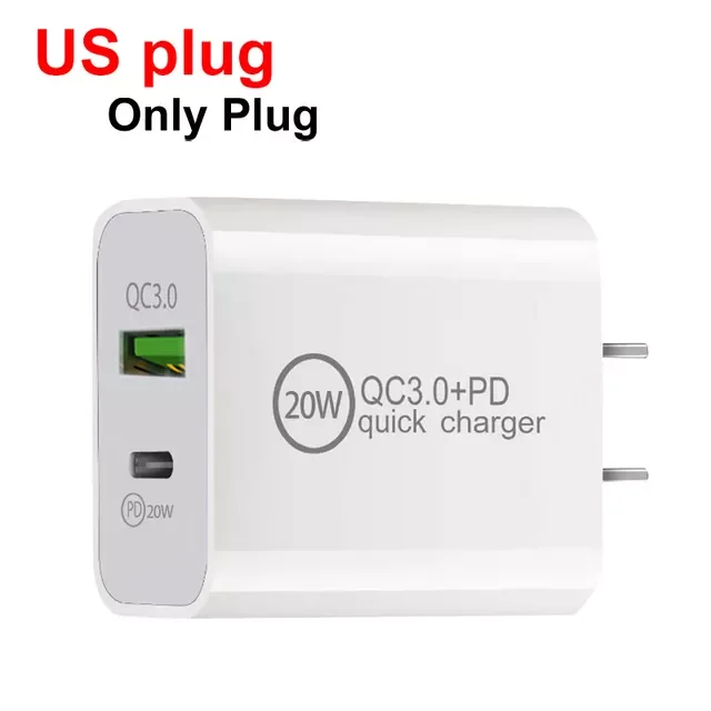 

Type C Quick Charger Adapter For iPhone 11 12 Pro Max QC 3.0 US EU AU UKPlug Travel Wall Charger For Xiaomi