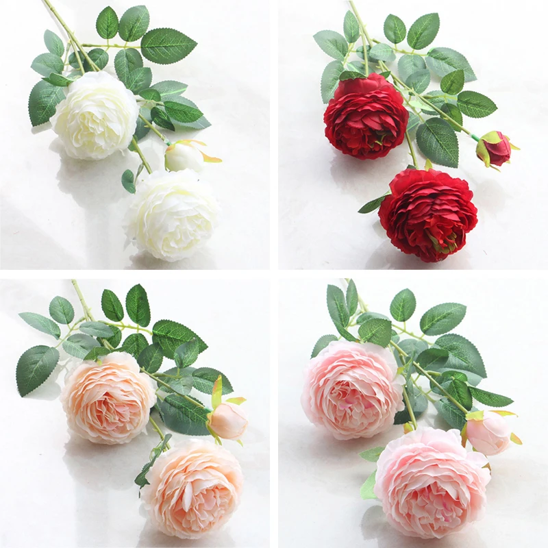

1pcs European Silk Artificial Peony Flower for Home Wedding Party Accessories Scrapbook Plants DIY Pompons Wall Flower Decor