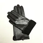 Женские кожаные перчатки без подкладки, тонкие перчатки из овечьей кожи для вождения и сенсорных экранов, черные, весна-осень