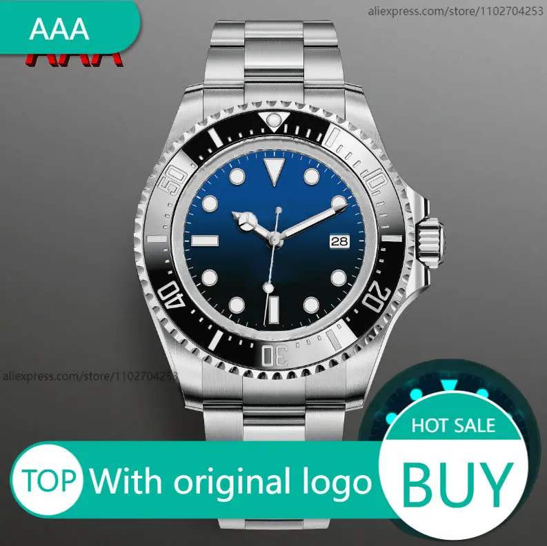 

Men's 2813 movement Watch Stainless Steel Waterproof 44MM Automatic Mechanical Watches Sapphire 904L Black Blue