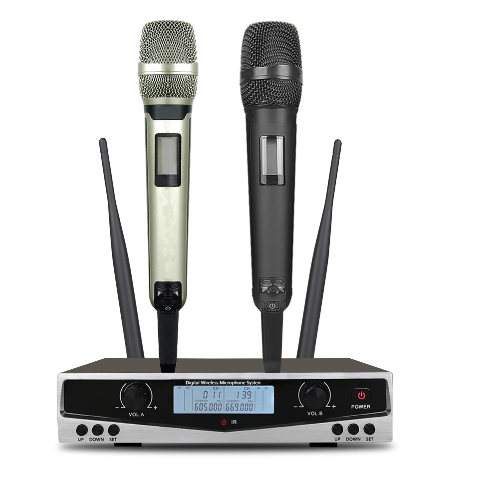

Профессиональная сценическая Система микрофона SKM9100 KTV высокого качества UHF с двойным беспроводным динамическим расстоянием