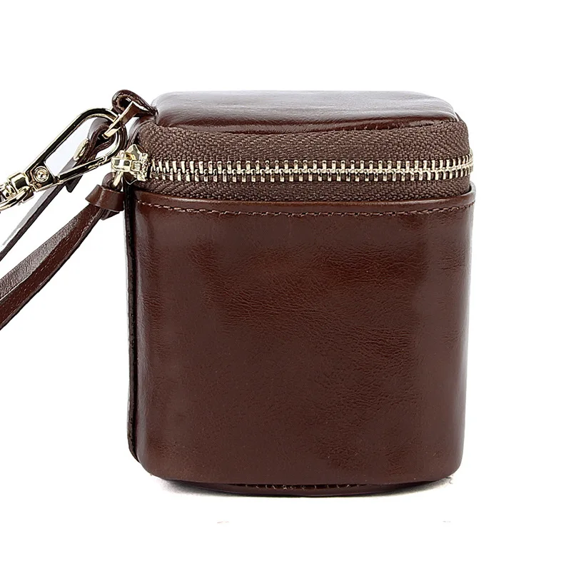 

Женская сумка для хранения губной помады, однотонный мини-кошелек, сумка для монет из натуральной вощеной кожи, женская маленькая сумка для хранения монет