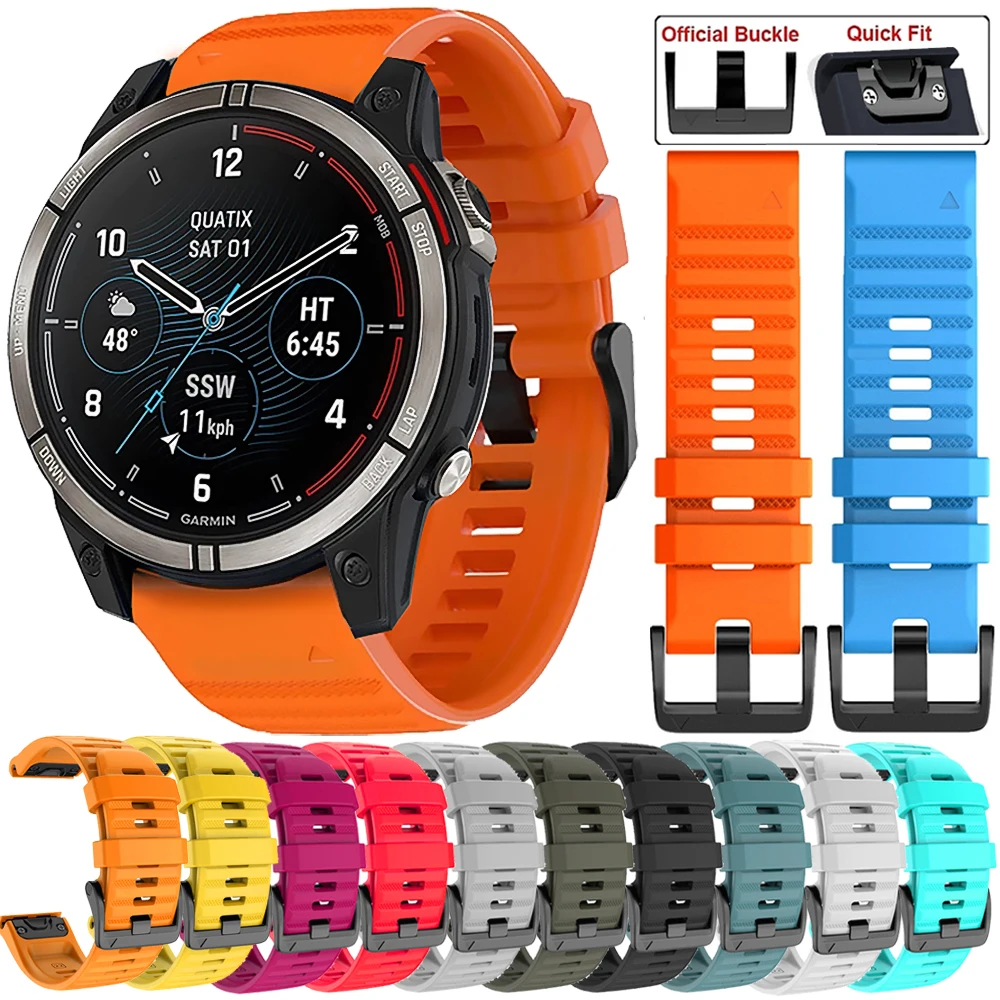 

Quick Fit Watchband For Garmin Quatix 7 7X 6 5 3 26mm 22mm Silicone Sports Strap For Garmin Quatix 7X Solar Wrist Band Bracelet