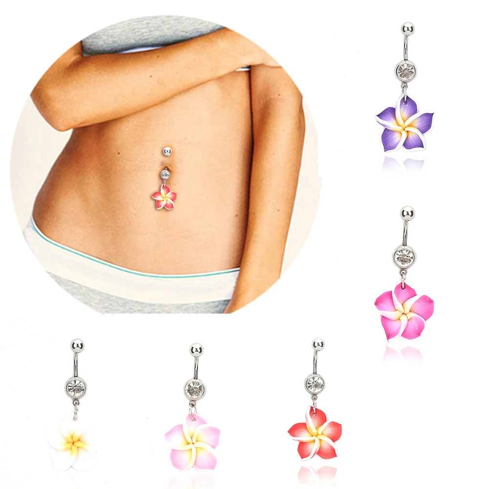 

Flower Navel Ring Button Rings 1 Piece Gold Color Stainless Steel Belly Ring Flower Navel Belly Button Rings Navel Piercings