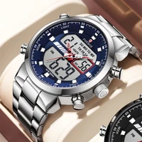 foxbox lige brand watch luxury steel watches for men casual sports chronograph alarm quartz wrist watch waterproof digital clock