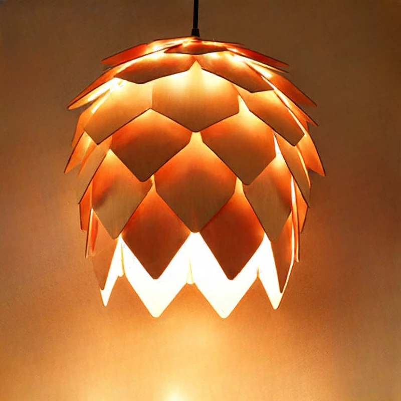 Современное искусство Дубовая сосновая шишка E27 Подвесные светильники Искусство