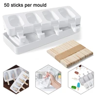 ice cream mold ice tray diy chocolate dessert popsicle moulds tray magnum silicone mold summer with 50 wooden sticks