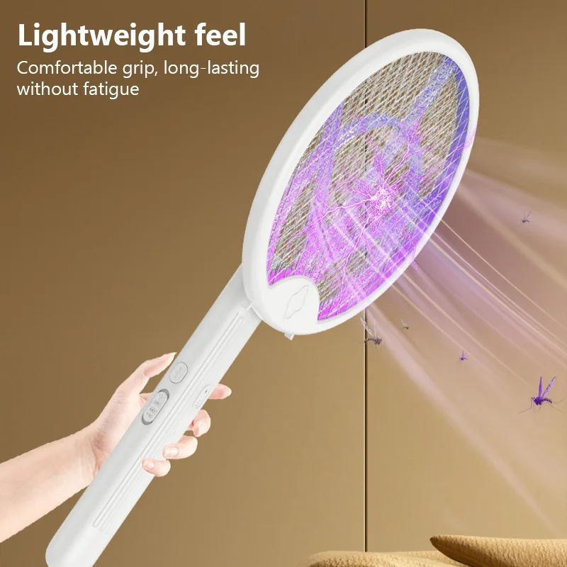 Складной электрический мухобойник настенный ручной 2 в 1 с USB-зарядкой