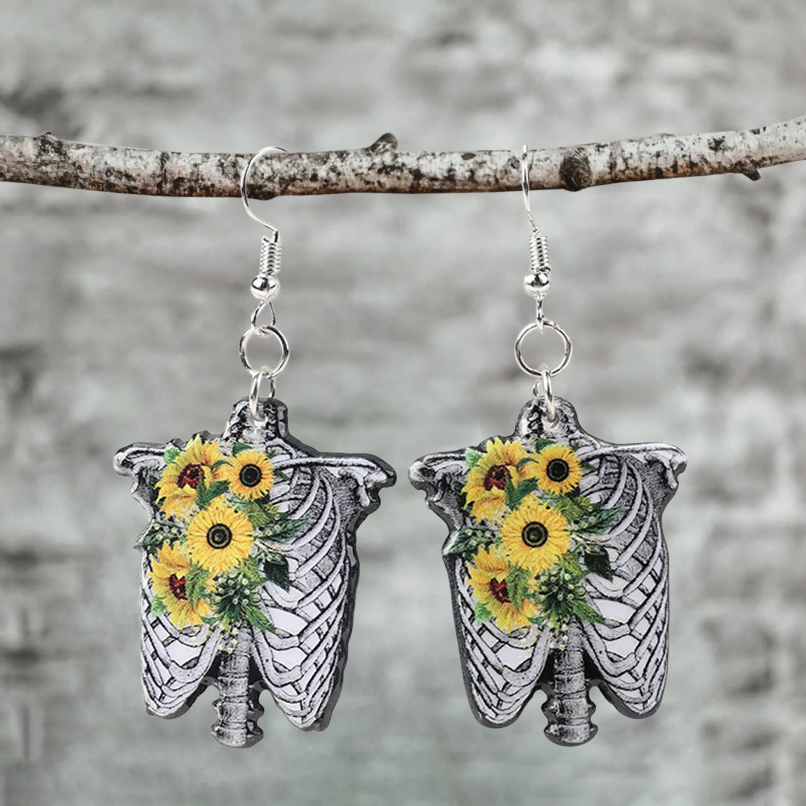 

Изящные акриловые серьги в виде подсолнуха, серьги-кольца для Хэллоуина для девушек, женщин, мужчин, серьги-кольца в западном стиле