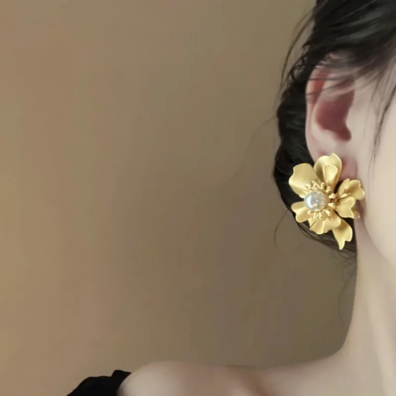 Высококачественные французские винтажные металлические серьги с жемчугом и