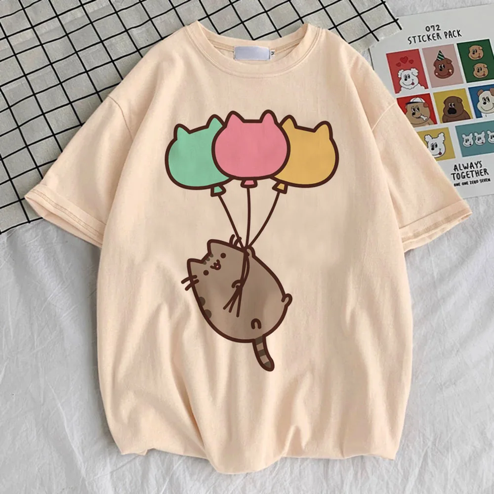 Фото Рубашка Pusheen для подростков Y2k 2000-х годов с графикой в стиле ретро 80-х годов каваи футболка цифровой университет винтаж Харадзюку гранж хип-хоп №2