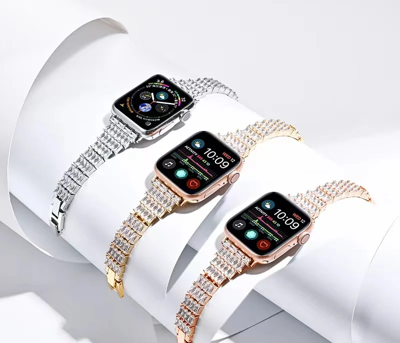Luxury Metal Bracelet For Apple watch 45mm 41mm Women Diamond Stainless Steel Strap For iWatch UItra 8 7 6 5 4 SE 44mm 42mm 40mm