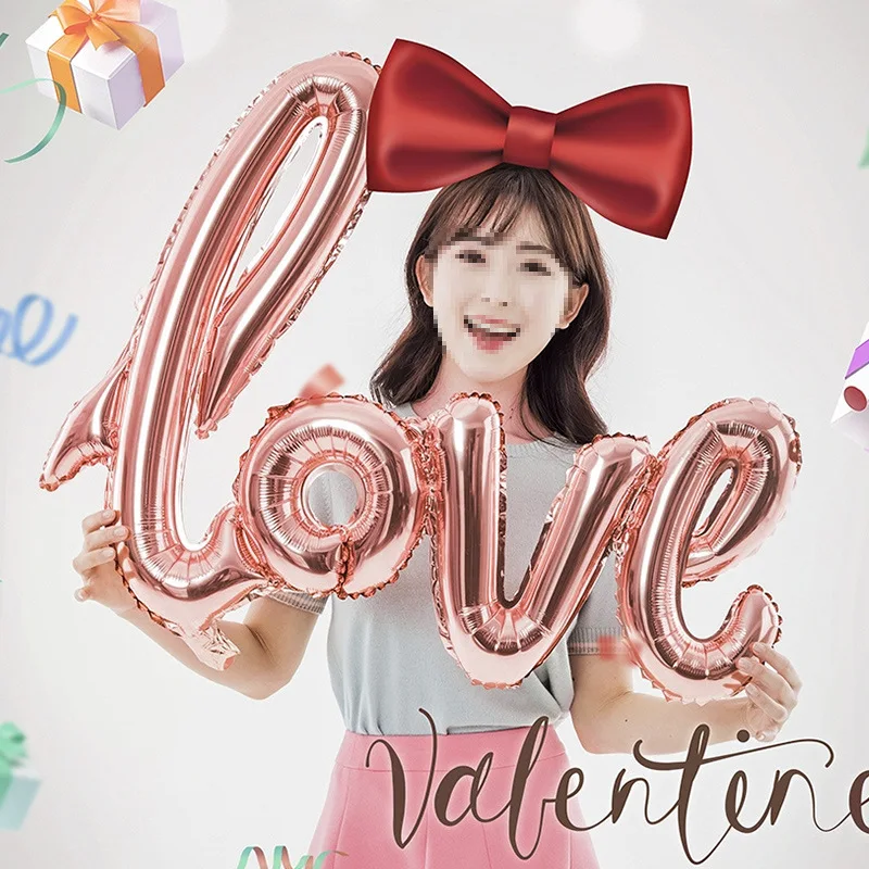 

5Pcs LOVE Letter Foil Balloon Anniversary Valentines Birthday Party Decor Balloon Aesthetic Wedding Globos Supplies Photo Props