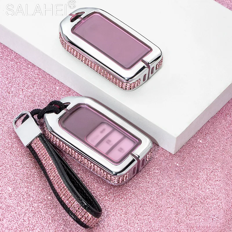 

TPU+Zinc Alloy Car Key Case Cover Protection Holder Fob For Honda Civic City Accord CRV CR-V XR-V Odyssey Vezel Jade Crider Fit
